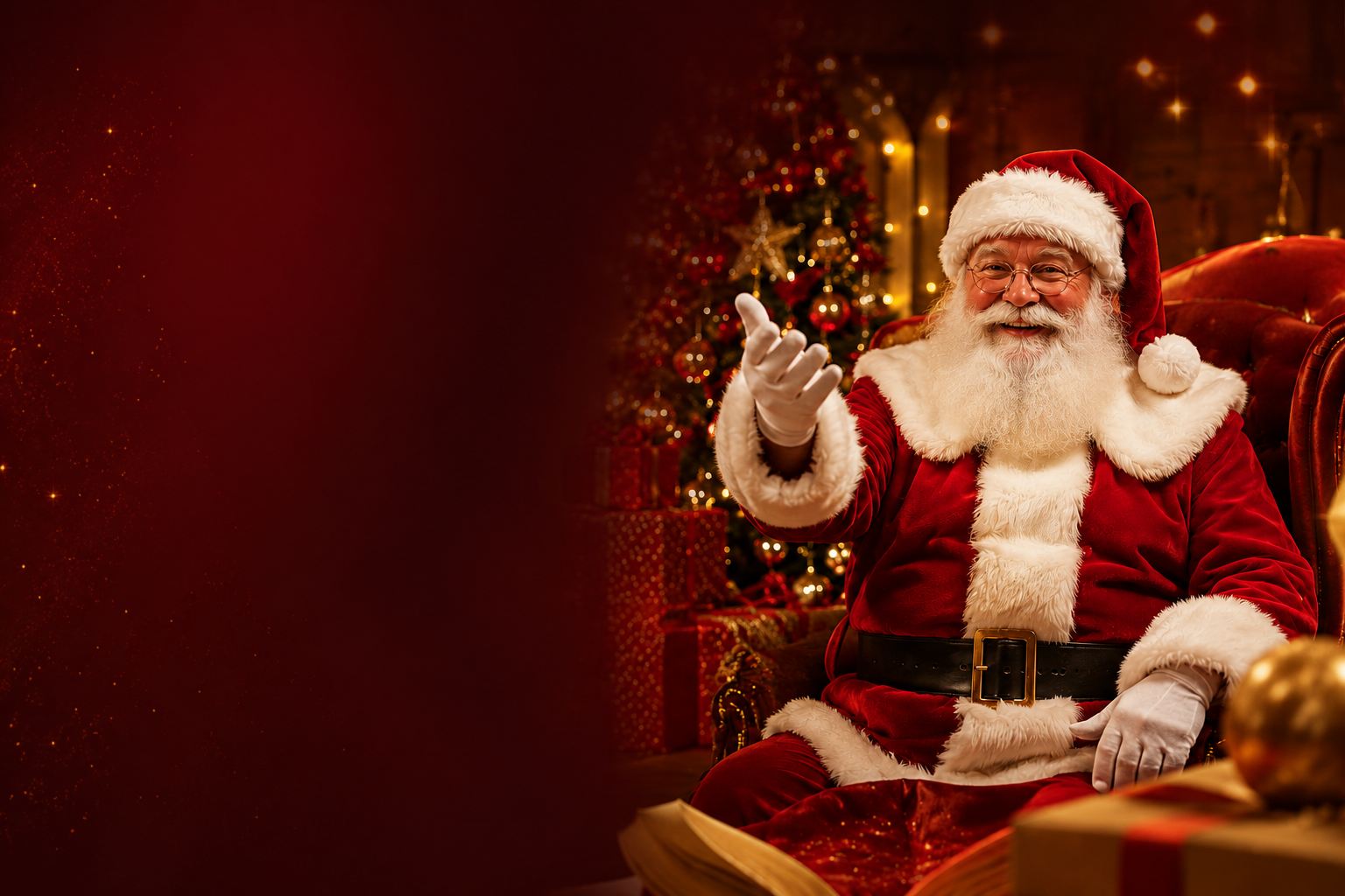 Papai Noel interagindo com crianças